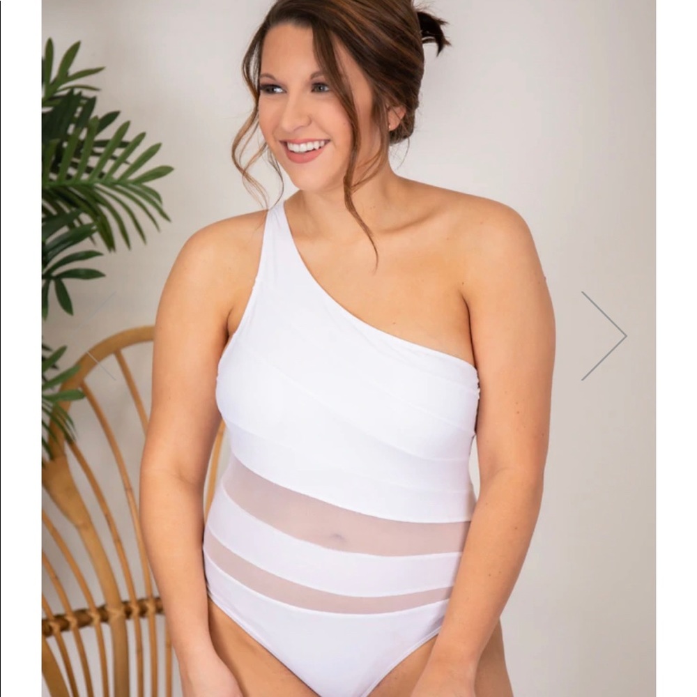 Super cute single strap one piece swimsuit in white NWT